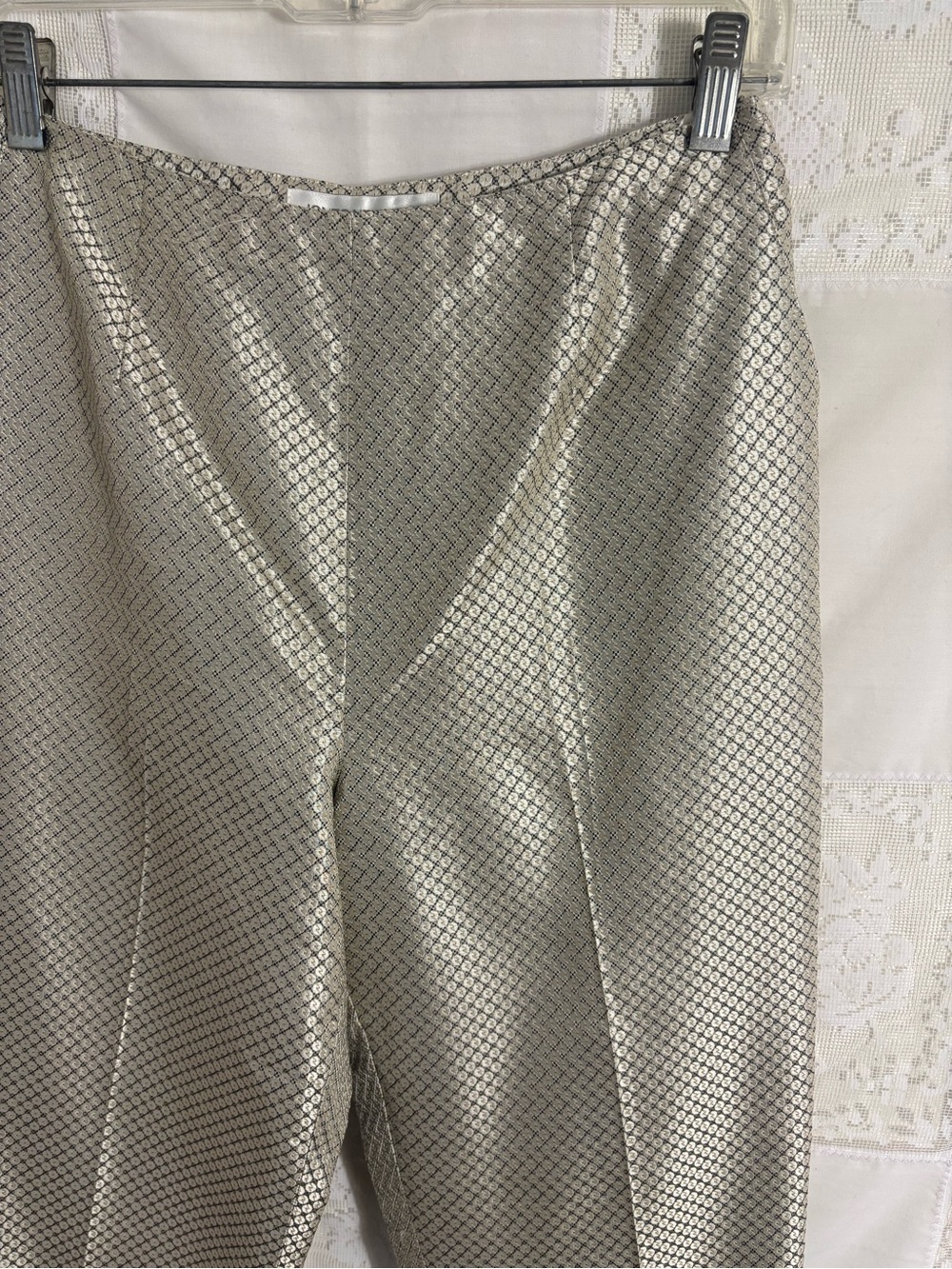 100% Silk Metallic Textured Boho Chic High Rise Dress Pants Size 6 - Picture 4 of 14